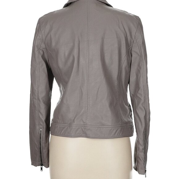 Wishlist Gray Faux Leather Moto Jacket Size M - Picture 2 of 6